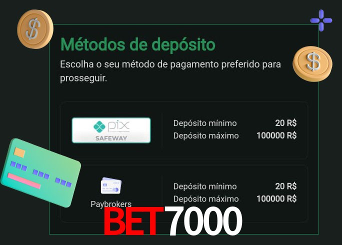 O cassino bet7000 oferece uma grande variedade de métodos de pagamento